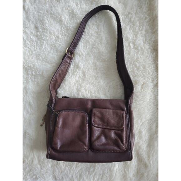 Vtg Fossil Brown Leather Handbag Crossbody Adjustable Strap EUC - Picture 1 of 7